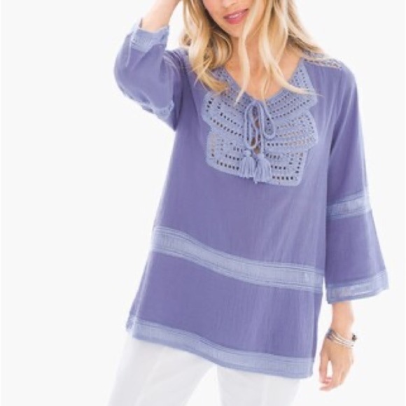 Chico’s Crochet Gauze Pullover Top - Picture 3 of 9